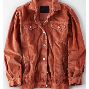 American Eagle Corduroy Trucker Jacket in Rust